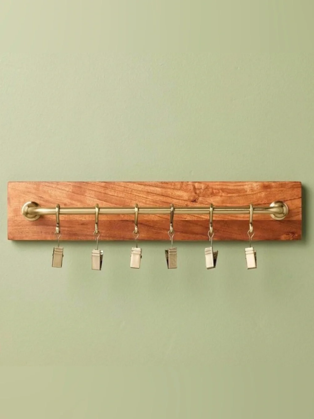 Hearth & Hand Brass & Wood Rail with Rail Clips 15” - NWT